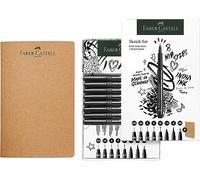 Faber-Castell – Juego de bocetos Pitt Artist Pen 267102 – 9 piezas con cuaderno y lápices de tinta