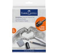Faber-Castell Set dibujo Goldfaber 114006 – 8 piezas: lápices carbón, sacapuntas, limpiador y goma
