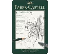 Faber-Castell Estuche de metal 112972 - 11 p.: Castell 9000, barras y grafitos puros - Monocrome