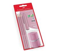 FABER-CASTELL - Set de escritura Grip 2001 Rose Shadows, de 5 piezas | Con 3 lápices B, goma de borrar y sacapuntas para el colegio y los exámenes