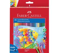 FABER-CASTELL - Set de lápices acuarelables de 48 unidades con pincel