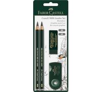 Faber-Castell Juego de lápices 119398 9000 Jumbo, 2 lápices, 1 goma y 1 sacapuntas, verde