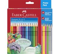FABER-CASTELL - Set de lápices de colores, 24 colores con tonos neón | Lápices ergonómicos y resistentes a la rotura, con 4 colores neón y 2 lápices de grafito, para niños y adultos