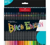 Faber-Castell Lápices de colores 116450 Black Edition – Caja 50, vibrantes, empuñadura ergonómica