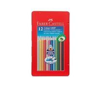 Faber-Castell Lápices de colores GRIP 112413 – Estuche metálico 12 unidades, acuarelables
