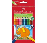 Faber-Castell Juego de lápices de colores 116501 – Jumbo triangulares 12 lápices, estuche de cartón