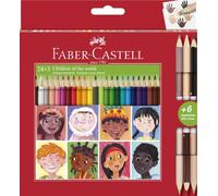 FABER-CASTELL - Set de lápices de colores triangulares, 27 unidades | 24 lápices de colores y 3 tonos de piel bicolores para el colegio y proyectos creativos