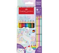 Faber-Castell Lápices de colores Colour Grip Estuche Unicornio 10 lápices + 3 Sparkle