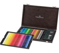 FABER-CASTELL - Set de lápices Polychromos, 48 colores, estuche madera | 48 lápices artísticos con mina de 3,8 mm, 2 lápices de grafito, goma y sacapuntas en estuche de madera