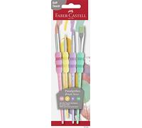 FABER-CASTELL - Set de pinceles con mango blando, 4 piezas | Pinceles con mango ergonómico y suave para el colegio y proyectos creativos