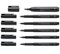 FABER-CASTELL - Set de puntas Pitt Artist Pen, negro, 6 rotuladores