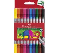 FABER-CASTELL - Set de rotuladores, 10 rotuladores de doble punta | Con punta fina y ancha: rotuladores para niños y adultos