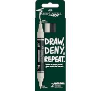 Faber-Castell Multimark - Rotulador doble acrílico, juego de 2 colores negro/blanco, suministros de juego de arte, marcador acrílico a base de agua, doble extremo, punta gruesa y fina, marcadores