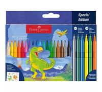 Faber-Castell Rotuladores Dino 554222 – 24 rotuladores de punta de fibra, colores estándar y pastel