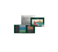 FABER-CASTELL Set de rotuladores de tinta china de 12 piezas Pitt Artist Pen verde oscuro
