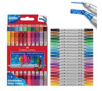 Faber-Castell 151108 - Set de rotuladores Glitzer, 20 rotuladores de doble punta para niños y adultos