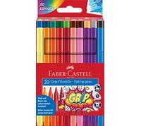 FABER-CASTELL - Set de rotuladores Grip Colour, 20 rotuladores | Zona de agarre ergonómica con tinta lavable y punta de 3 mm