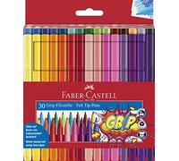 FABER-CASTELL 155335 - Rotuladores Grip Colour Marker, 30 rotuladores para niños y adultos