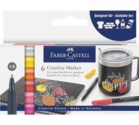FABER-CASTELL - Set de rotuladores Summer Breeze, 6 piezas permanentes | Rotuladores creativos permanentes para papel, cristal, plástico y muchas superficies