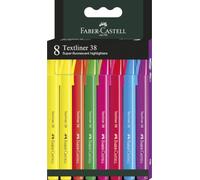 Faber-Castell Set de rotuladores Textliner 38 – 8 unidades, cuerpo fino, colores brillantes
