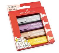 Faber-Castell Rotuladores TL 46 154640 – 4 colores metalizados: plata, oro, rubí, rosa perlado