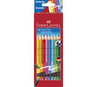 FABER-CASTELL - Set lápices Colour Grip borrables, 10 unidades | Lápices de colores borrables con colores brillantes y goma de borrar a juego, para niños y adultos