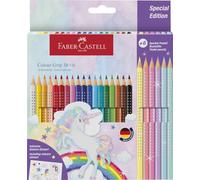 FABER-CASTELL - Set lápices Unicornio, 24 unidades, con pegatinas | Lápices de colores a prueba de roturas para niños, con 6 lápices pastel Sparkle y pegatinas de unicornios