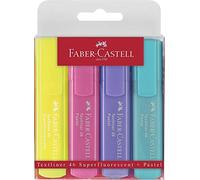 Faber-Castell 154610 - Estuche con 4 Marcadores Fluorescentes Tonos Pastel Textliner 46 - Colores Surtidos.
