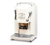 FABER COFFEE MACHINES | Modelo Pro Deluxe | Cafetera monodosis ese 44 mm | acabados cromo | Prensacialda de latón (Pure White)