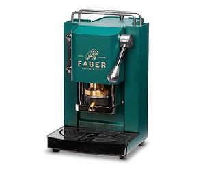 FABER COFFEE MACHINES Pro Mini Deluxe Model | Máquina de cápsulas de café de 44 mm | Acabado verde británico cromado | prensa de almohadilla de latón