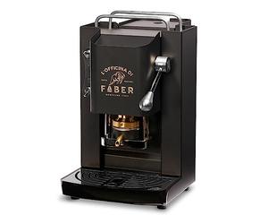 FABER COFFEE MÁQUINES | Modelo Pro Deluxe | Cafetera de cápsulas ese 44mm | Color mate negro acabado cromado | Pressacialda latón