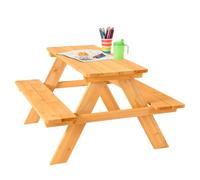 FableKids ARNE - Juego de mesa de picnic para 4 niños, madera maciza, muebles de jardín para niños de 2 a 7 años, madera natural, duradera, segura, sostenible, 89 × 79 × 50 cm