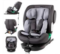 FableKids Silla de Coche gris | Giratorio 360° i-Size asiento infantil 40 - 150 cm | Reboarder con ISOFIX y pata de apoyo | Reposacabezas y respaldo ajustables en altura | Certificado ECE R129/04
