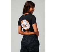 Fabletics Women's Camiseta de manga corta con espalda abierta Dry-Flex Negro Plus Size 3X
