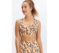 Fabletics Women's Sujetador deportivo midi de medio impacto On-The-Go Desert Leopard Size XS