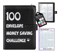 Fabmaker Carpeta de 100 sobres para ahorrar dinero, libro de desafíos de ahorro con 100 sobres y rastreador, carpeta de ahorros, ahorra $5050 de manera divertida y motivadora, kit de carpeta de