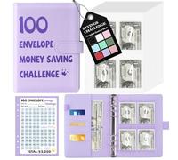 Fabmaker Carpeta de 100 sobres para ahorrar dinero, libro de desafíos de ahorro con 100 sobres y rastreador, carpeta de ahorros, ahorra $5050 de manera divertida y motivadora, kit de carpeta de