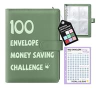 Fabmaker Carpeta de 100 sobres para ahorrar dinero, libro de desafíos de ahorro con 100 sobres y rastreador, carpeta de ahorros, ahorra $5050 de manera divertida y motivadora, kit de carpeta de