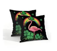 Fabpuro Juego de 2 fundas de almohada impermeables para exteriores, 40 x 40 cm, diseño de flamenco, arco iris, fundas de cojín decorativas para patio, jardín, tienda de campaña, sofá