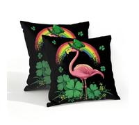 Fabpuro Juego de 2 fundas de almohada impermeables para exteriores, 45 x 45 cm, diseño de flamenco, arco iris, fundas de cojín decorativas para patio, jardín, tienda de campaña, sofá