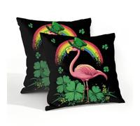 Fabpuro Juego de 2 fundas de almohada impermeables para exteriores, 50 x 50 cm, diseño de flamenco, arco iris, para patio, jardín, tienda de campaña, sofá