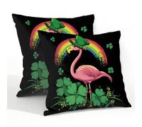 Fabpuro Juego de 2 fundas de almohada impermeables para exteriores, 55 x 55 cm, diseño de flamenco, arco iris, fundas de cojín decorativas para patio, jardín, tienda de campaña, sofá