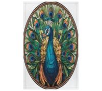 Fabpuro Paños de cocina de 45 x 72 cm, paños de cocina suaves y absorbentes de microfibra de secado rápido para baño, decoración del hogar, vidrieras, hermoso pavo real, paquete de 4