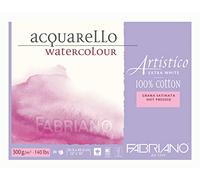 Fabriano Artistico Acquarello Watercolour (Satinado, prensado en Caliente, Hojas de 300 g/m², Papel de Acuarela, Bloc de 4 Caras), Blanco, 30,5 x 45,5 cm / 20 Blatt
