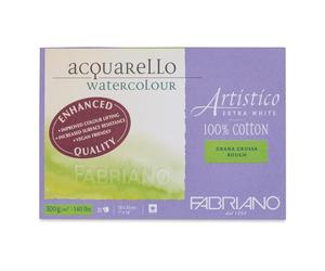 FABRIANO Artistico Bloc de 20 hojas de acuarela blanca, grano grossa, 300gr, 18x26cm, 4 esquinas encoladas