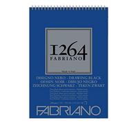 Fabriano Honsell 19100651 Disegno Nero-Bloc de Dibujo con Espiral 1264, 200 g/m², DIN A3, 40 Hojas de Papel Satinado Negro con Grano Medio, sin ácidos, para Todas Las técnicas de Secado