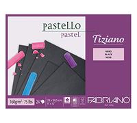 Fabriano Tiziano - Bloc pastel negro 23,0 x 30,5 cm, 24 hojas, 160 g/m², alto contenido de hilo, libre de ácidos y resistente al envejecimiento, superficie rugosa