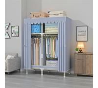 Fabric Canvas Wardrobe nizer with Hanging Rail, 3-Tier Clothes Storage Unit, Versatile Shelving for Apparel & Accessories, Space-Saving Design