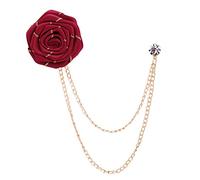 Fabric Flower Rose Brooches Pins Metal Chain Tassel Suit Collar Lapel Pin Wedding Banquet Fashion Jewelry (4)