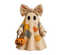 Fabric Ghost Light - Halloween Ghost Figurine | Rustic Spooky Figurine with Pumpkin Lantern | Battery-Operated, Warm Glow, Fabric, Perfect for Fall Home Living Room Office Tabletop Shelf Mante